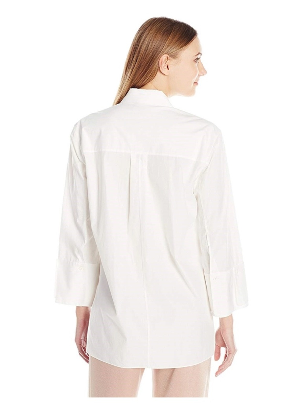 Halston Heritage White Longline Button-Down Shirt - Picture 6 of 6